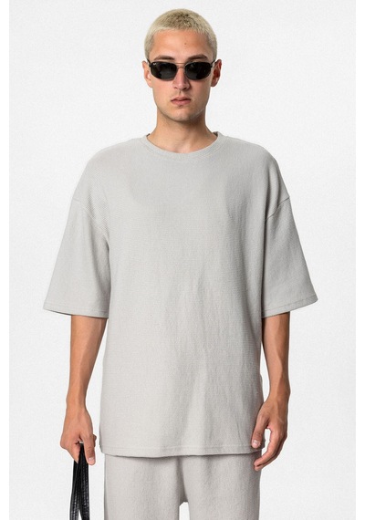 Oversize Basıc Triko Eşofman Takım Gri