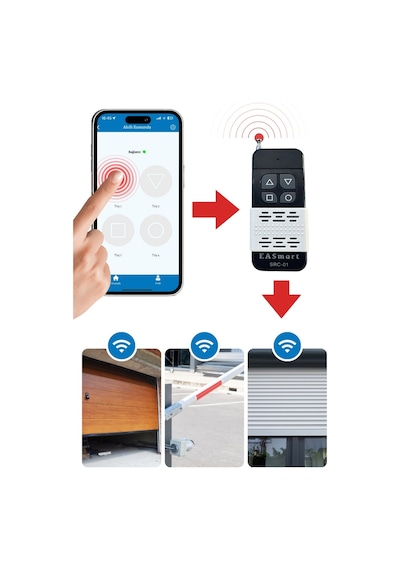 EASmart WiFi Akıllı Kepenk Kumandası (Kodlanabilir Otopark Bariyer Garaj Kepenk Kumandası) - Akıllı Kumanda WiFi