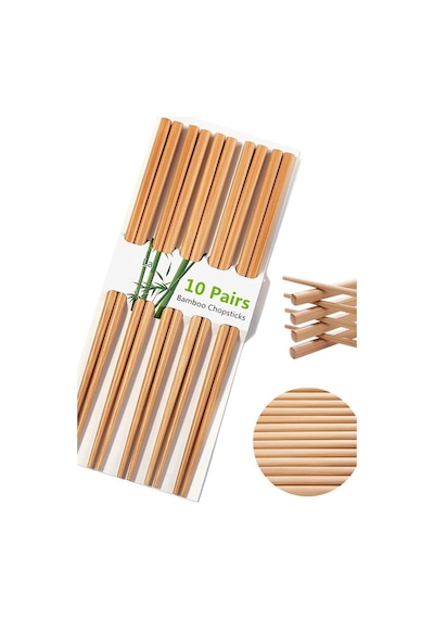 Profesyonel Chopsticks Çin Restorant Yemek Çubuğu Yıkanabilir Tekrar Kullanılabilir Ahşap 10 Çift Kahverengi