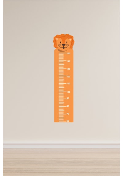 Sevimli Hayvan Aslan Tasarımlı Boy Ölçer Sticker