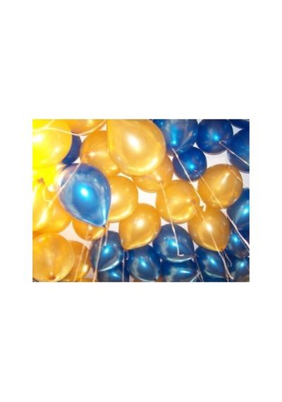 100 Adet Mavi Gold Balon Ve 5 Metre Balon Zinciri A