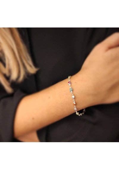 Oriental Kuyumculuk Jewellery Renkli Gümüş Nazarlık Bileklik Gümüş