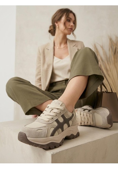 Guja 26k374-1 Kadın Bağcıklı İçi Polarlı Kalın Taban Günlük Sneaker Bej