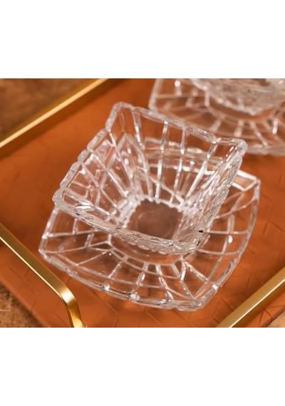 Glass İn Love Cam Tabaklı Tatlı Kasesi 12 Parça Şeffaf