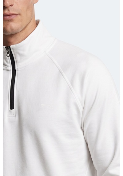 Slazenger Malika Ekru Fermuarlı Dik Yaka Erkek Sweatshirt