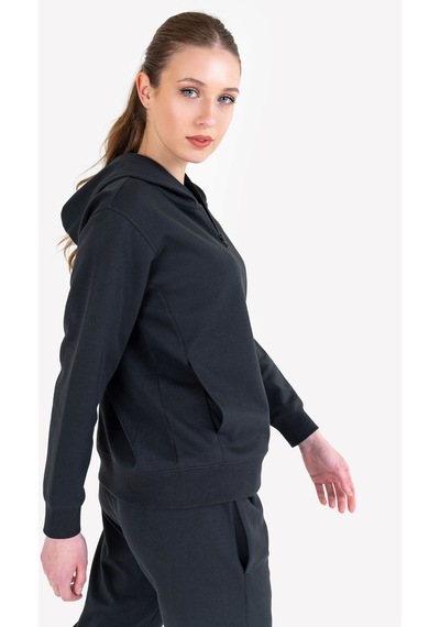 Lescon Siyah Kadın Fermuarlı Kapüşonlu Sweatshirt 23n-2219