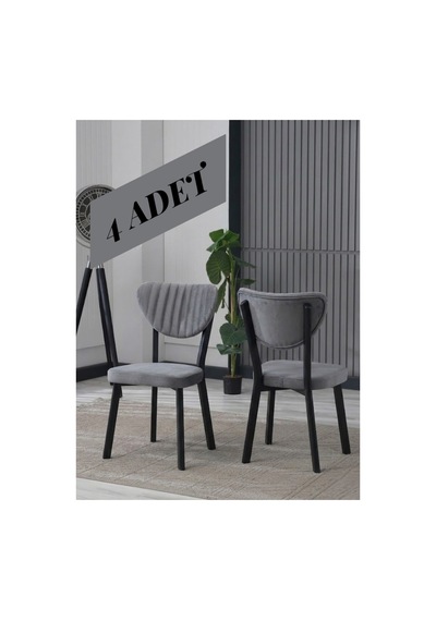 Elma Sandalye 4 Adet Gri Gri