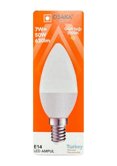 Osaka 7w 50w Sarı Işık 3000k E14 Duylu Led Mum Ampul, 2 Adet Diğer