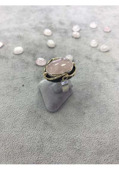 Pembe Kuvars Taşlı Gümüş Yüzük 925 Ayar Taş (272833420)