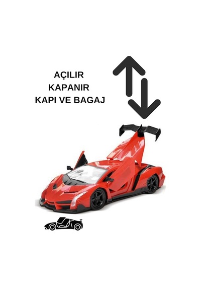 Uzaktan Kumandalı Işıklı Spor Araba - 1:16 Büyük Boy Açılır Kapı Ve Bagajlı Oyuncak Araba Kırmızı Lamborghini