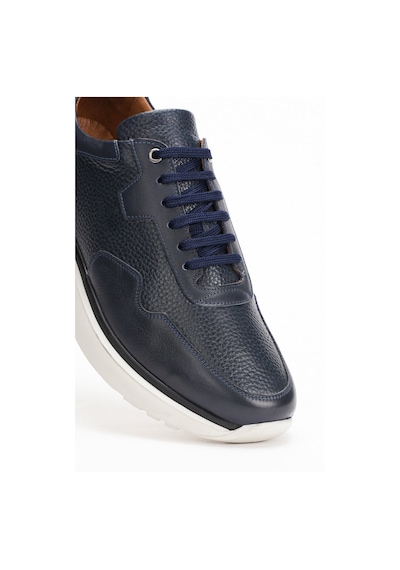 Fame Step Hakiki Deri Erkek Yürüyüş Ayakkabısı Casual Comfort Bağcıklı Ortopedik Günlük Rahat Taban Lacivert Sneaker Palermo