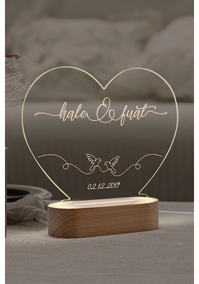 Çiftler İçin Güvercin Motifli Kişiye Özel Led Gece Lambası Masif Ahşap Tabanlı Usb Kablolu Pleksi Led Gece Lambası Çiftler İçin Güvercin Motifli Kişiye Özel Led Gece Lambası Masif Ahşap Tabanlı Usb Kablolu Pleksi Led Gece Lambası