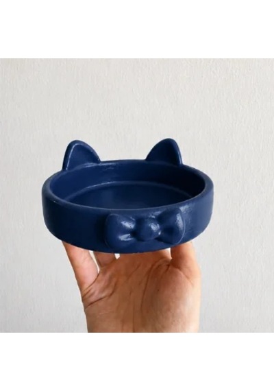 Papyon Model Beton Kedi Köpek Mama Ve Su Kabı 16 Cm Çap - Lacivert