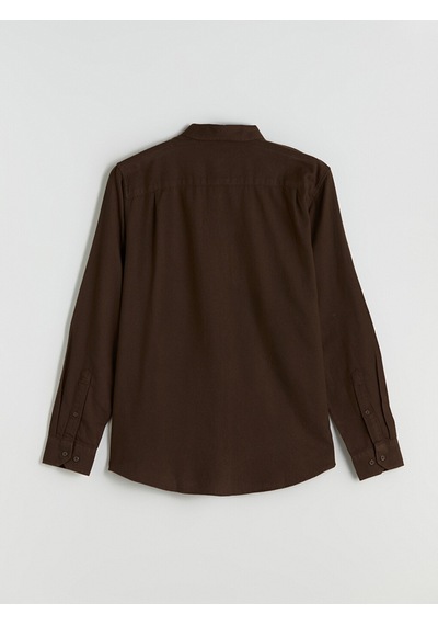 Lcwaıkıkı Classic Kahverengi Regular Fit Uzun Kollu Gabardin Erkek Gömlek