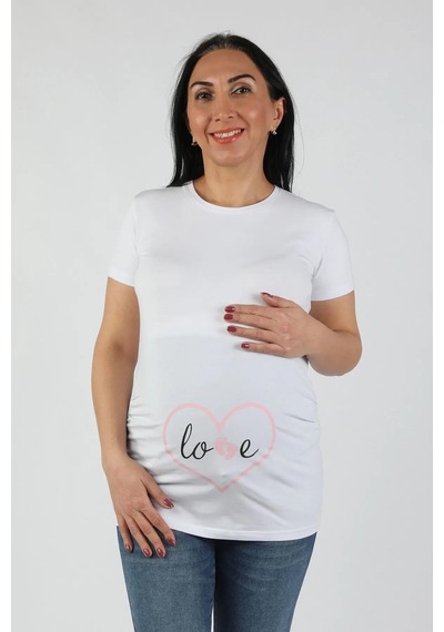 Balins Hamile Love Tişört Pembe Baskılı 001