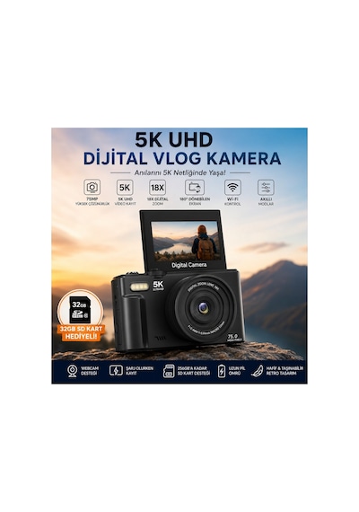 Robeve 5k Vlog Uhd 75mp Fotoğraf Makinesi