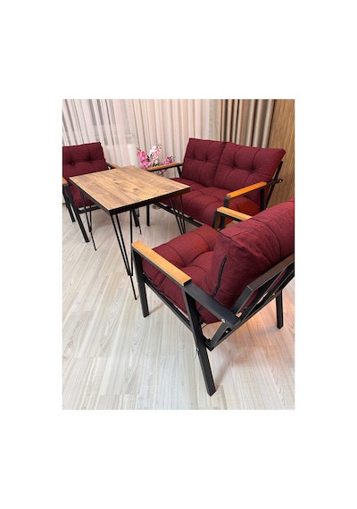 Houseart Gül Metal Bahçe Koltuk Takımı 2+1+1 Masalı Balkon Teras Cafe Oturma Grubu Bordo Houseart Gül Metal Bahçe Koltuk Takımı 2+1+1 Masalı Balkon Teras Cafe Oturma Grubu Bordo