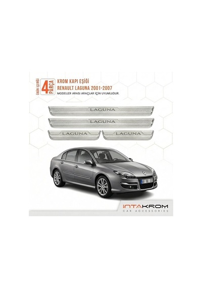 Renault Laguna 2001-2007 Uyumlu Satine Krom Kapı Koruma Eşiği 4 P