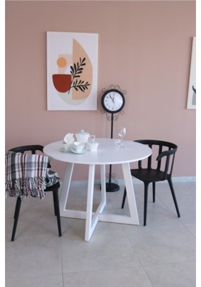120 CM BEYAZ Yuvarlak Yemek Masası, Modern Mat BEYAZ MDF  Yemek M