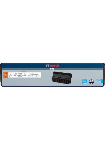 Bosch Pro Impact Lokma Seti 3/4 İnç 17/19/21/22/23/24/27/30/32 Mm Derin 9 Adet - 2608003042
