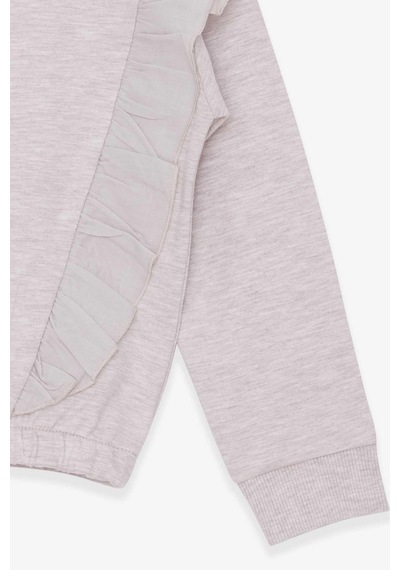 Breeze Kız Çocuk Sweatshirt Beli Lastikli 4-8 Yaş, Bej Melanj-bej Melanj Bej Melanj