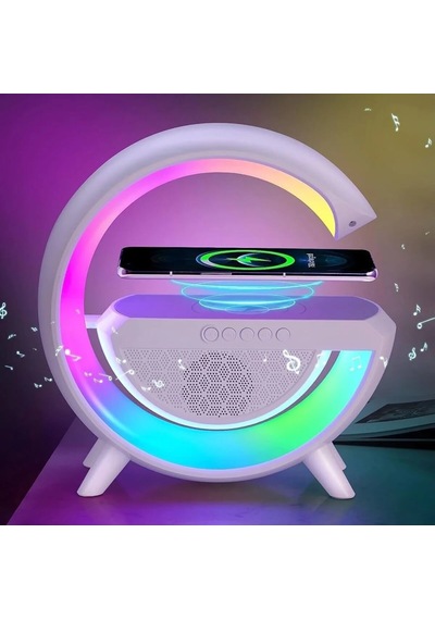 Wireless Kablosuz Şarj Destekli Radyolu Rainbow Aydınlatmalı Bluetooth Hoparlör Fm Radyo