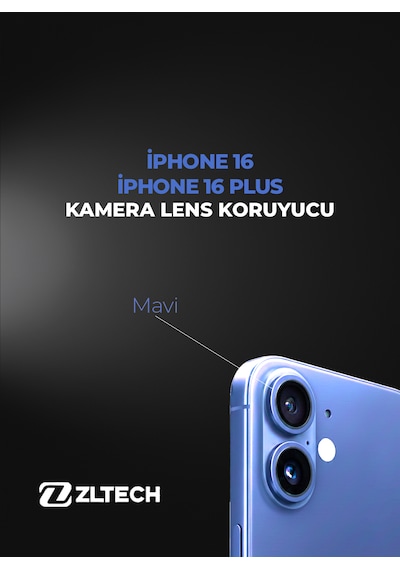 İphone 16/16plus Uyumlu Kamera Lens Koruyucu Mavi