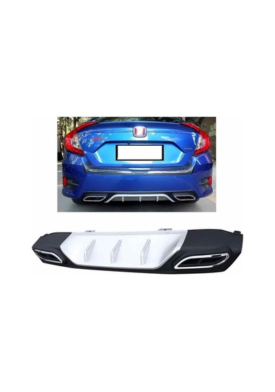 Honda Civic Fc5 Çift Eksoz Görünümlü Standart Difüzör Gri 2016-2019 Arası Modeller