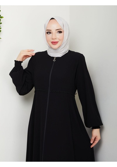 Eslemnur Gündelik Hac Ve Umrelik Mevlana Ortası Işlemeli Ferace Siyah