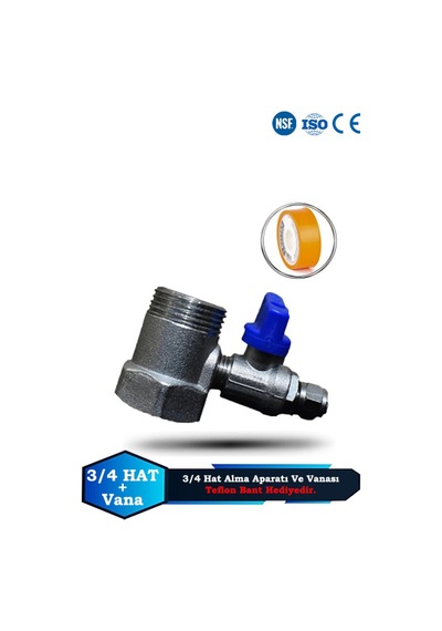 Sumarkt Su Arıtma Cihazı Ful Pirinç Malezeme 3/4 Hat Alma Aparatı Ve Hat Alma Vanası Teflon