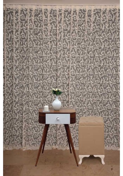Sultan 2 Model Krem Renk Hazır Dikilmiş Pileli Fon Perde 300x260