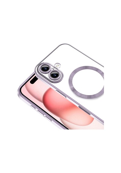 İphone 16 Plus Kılıf Magsafe Kamera Lens Korumalı Logo Gösteren İnce Hafif Hesaplı Dünya Sierra Mavi
