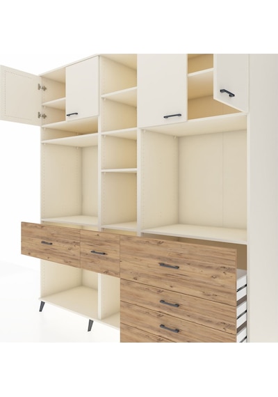 Kronos Dolap 11 Raflı 6 Çekmeceli 4 Kapaklı 220x59x243 Aytaşı-aytaşı/çam Aytası/atlas Çam - Aytası