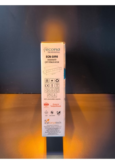 12 Watt Çift Yönlü, Amber Işık, Elektrikle Çalışır İç Ve Dış Mekan Aplik, 12 Watt Amber Işık Armatür Amber