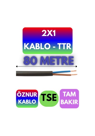 Öznur 2x1 Ttr Kablo Siyah Metre Seçenekli - 80 Metre
