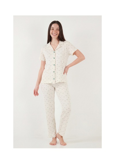 Lela Bayan Pijama Takımı 65750101y Ekru-yeşil