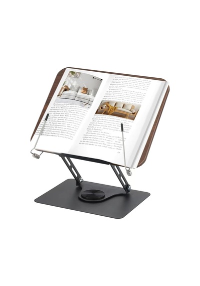 Ht-907 Metal Ahşap Kitap Okuma Standı 360 Dönebilen Katlanabilir Masaüstü Rahle Laptop Standı Tablet