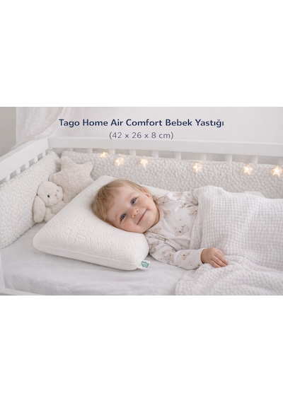 Tago Home Air Comfort Ortopedik Visco Bebek Yastığı 42x26x8 Cm Beyaz