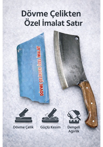 Senbang Kamp Dövme Çelik Satır Özel İmalat El Yapımı Kasap & Mutfak Satırı, Güçlü Kesim Ve Dengeli Ağırlık