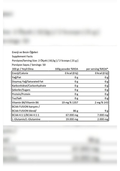 Bcaa 300 Gr / L-carnıtine 1000 Gr Yeşil Elma