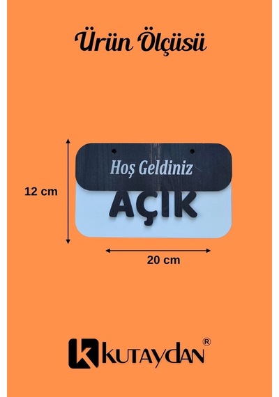 3 Katlı Modern Açık/kapalı Tabelası - Ceviz