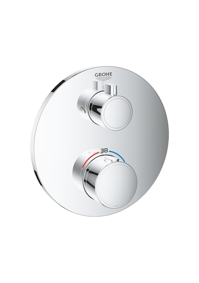 Grohe 24076000 Grohtherm Termostatik 2 Çıkışlı Divertörlü Banyo&Duş Bataryası Gümüş Krom