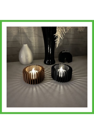 Vaveni 3d Baskı Modern Çizgili Mumluk - Tealight Mumluk 1 Adet -kahverengi Arz