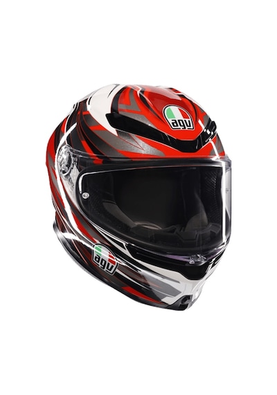 Agv K6 S Reeval White Red Grey Kapalı Kask Kırmızı - Beyaz