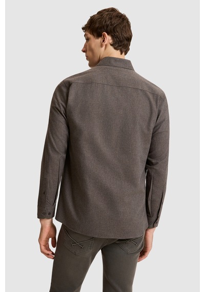 U.S. Polo Assn. Erkek Kahverengi Slim Fit Uzun Kollu Basic Gömlek 50332397-vr029