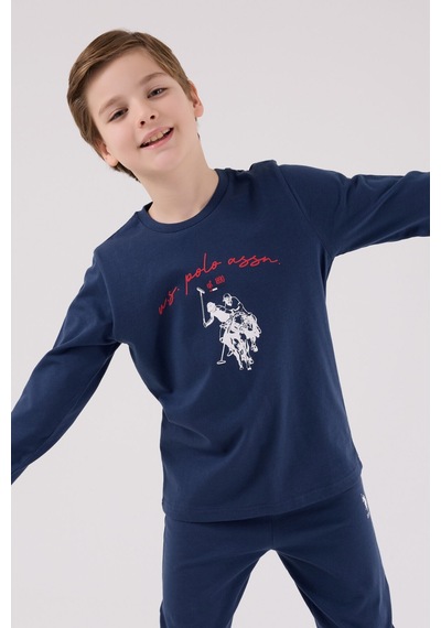 U.S. Polo Assn. U.s. Polo Assn Erkek Çocuk Mavi Pijama Takımı Us2233-c-v1