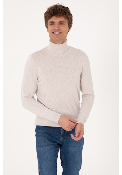 U.S. Polo Assn. Erkek Slim Fit Boğazlı Yaka Taş Basic Kazak 50288884-VR225