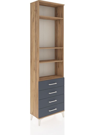 Arges Dolap 4 Raflı 4 Çekmeceli 60x30x221 Çam-antrasit Çam