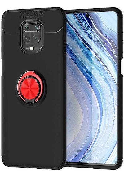 Xiaomi Redmi Note 9s Kılıf Zore Ravel Silikon Kapak Siyah-Kırmızı