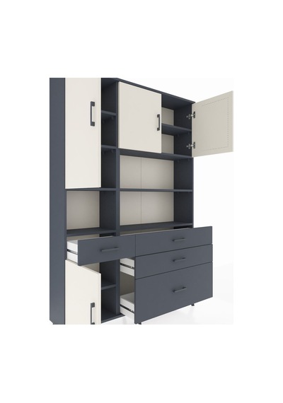 Arges Dolap 9 Raflı 4 Çekmeceli 4 Kapaklı 132x30x195 Antrasit-aytaşı/antrasit Aytası/antrasıt Arges Dolap 9 Raflı 4 Çekmeceli 4 Kapaklı 132x30x195 Antrasit-aytaşı/antrasit Aytası/antrasıt